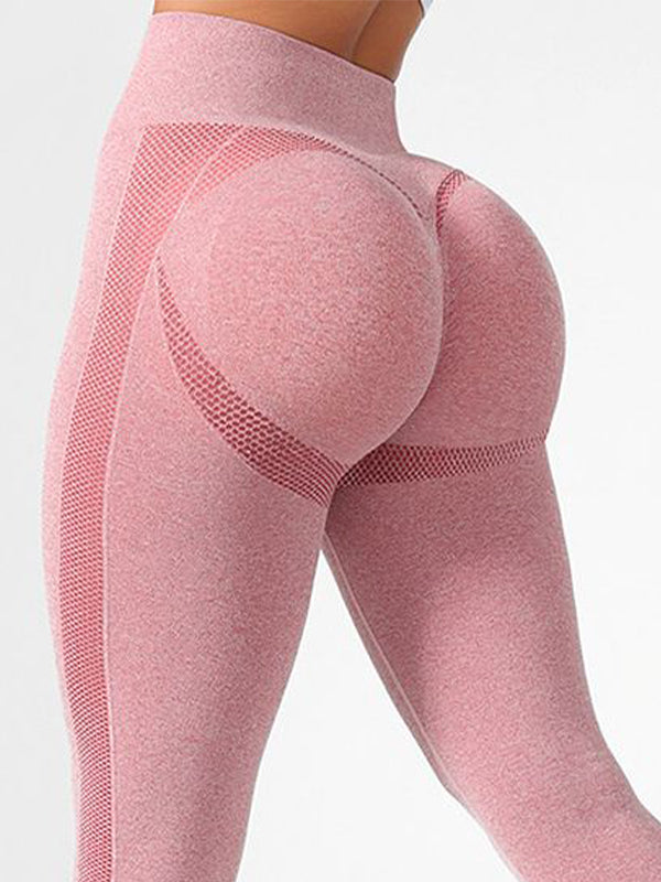Quick Dry Elastic Tight Solid Color Push Up Design Leggings