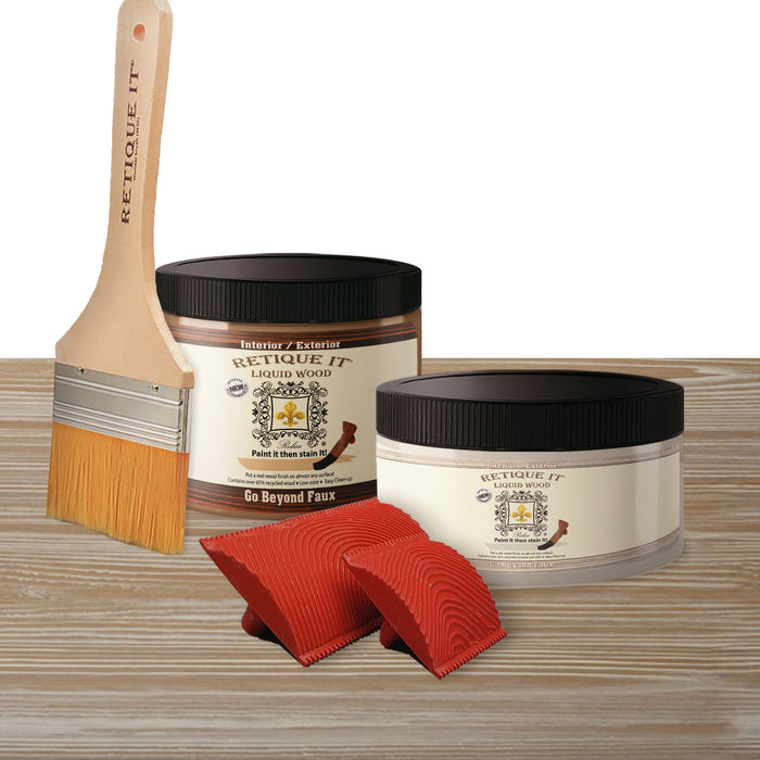 Retique It Raw Wood Kit in medium bleached wood finish, featuring natural raw wood planks for woodworking and finishing projects.