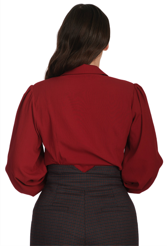 Retro Bluse Bonnie, Burgundy, Plus Size