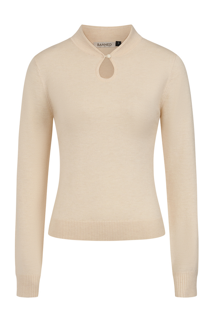 Retro-Feinstrick Pullover Mara, Beige