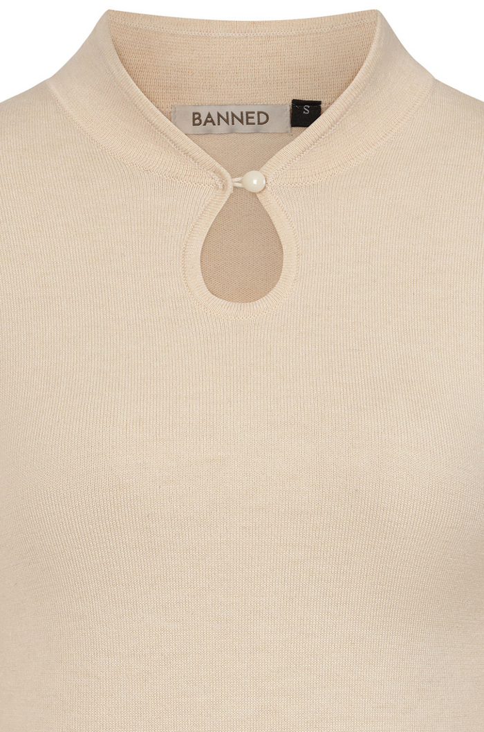 Retro-Feinstrick Pullover Mara, Beige