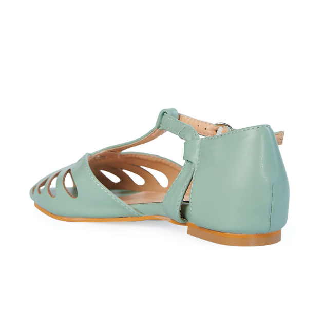 Retro Sandale Secret Love Flats, Mint-Türkis