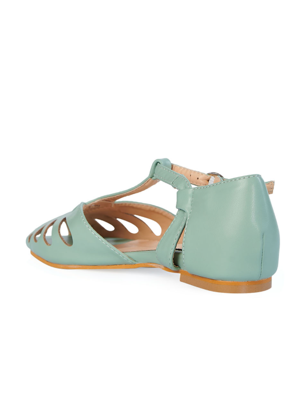 Retro Sandale Secret Love Flats, Mint-Türkis
