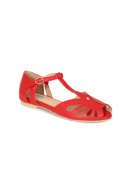Retro Sandale Secret Love Flats, Rot