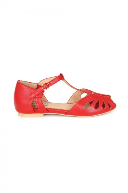 Retro Sandale Secret Love Flats, Rot