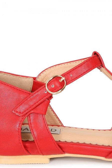 Retro Sandale Secret Love Flats, Rot