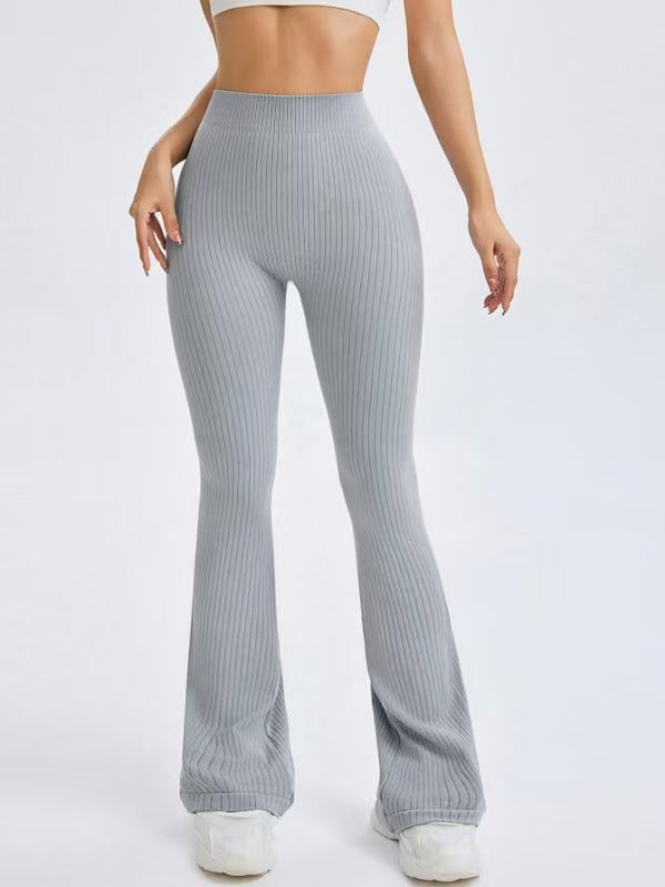 Ribbed Deep V Back Flare Scrunch Bum Leggings
