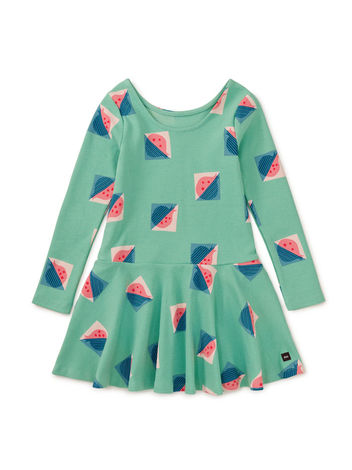 Ribbed Drop Waist Skater Dress