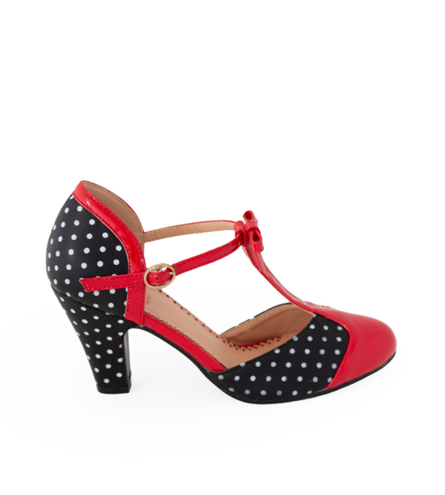Riemchen Pumps Kelly Lee, Rot/Schwarz/Weiß