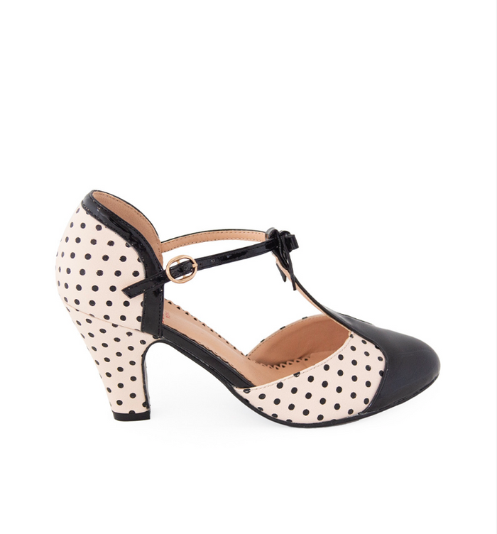 Riemchen Pumps Kelly Lee, Schwarz-Creme (Blush)