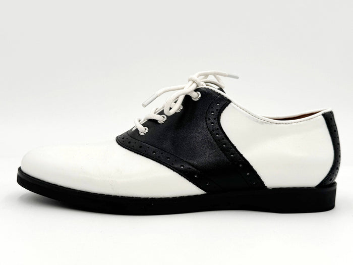 Rizzo Retro Oxford Derby Schuhe, Schwarz-Weiß