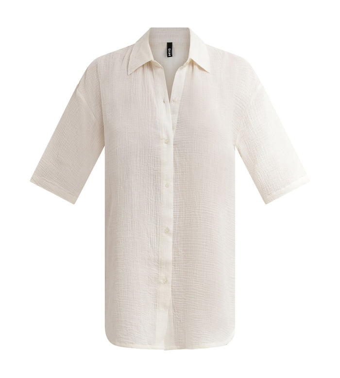 Robe de plage femme en gaze de coton Blanc Crème Dim