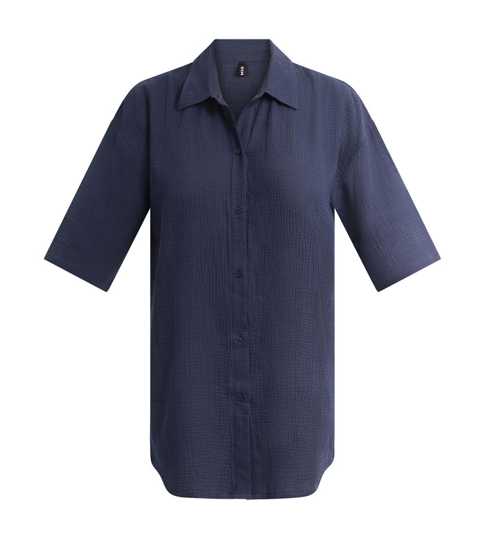 Robe de plage femme en gaze de coton Bleu Dim