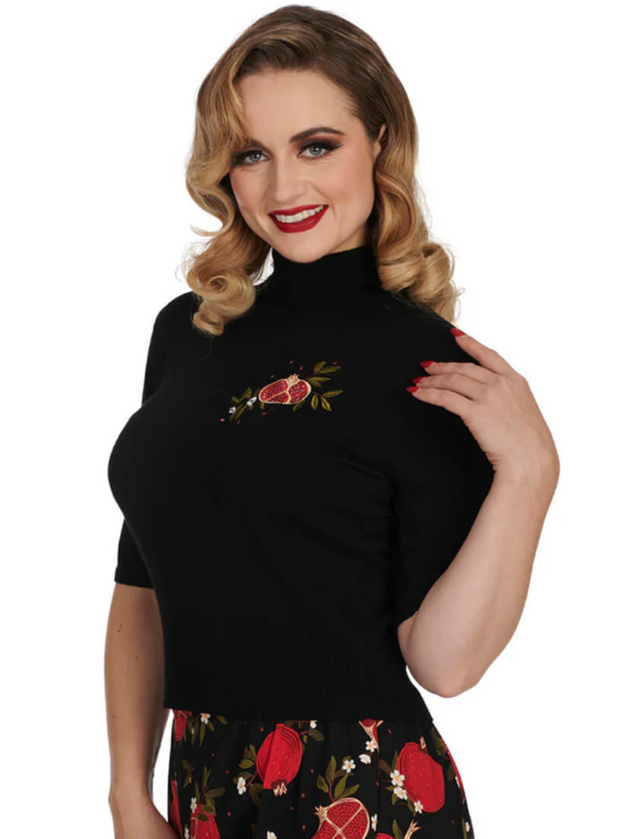Rollkragen-Pulli Pomegranate, Schwarz