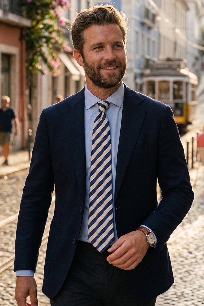 Rory Navy tie with luxurious design, perfect for weddings, office wear, and formal occasions.