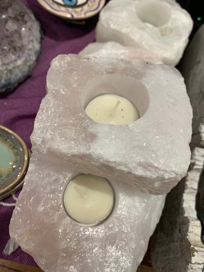 Rose Quartz Candle Holder
