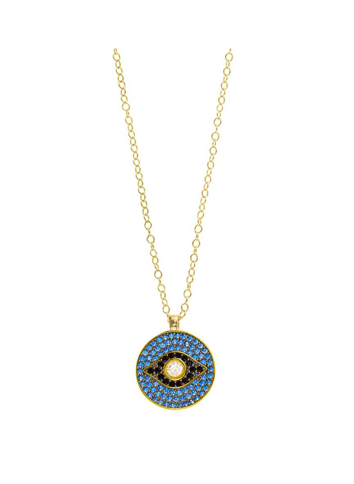 Necklaces ASTRA Round Evil Eye Chain Necklace Gold-Sky-black-White O/S Apoella