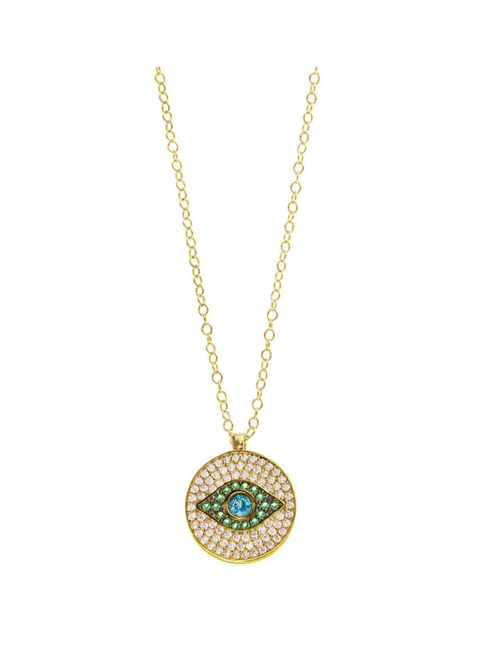 Necklaces ASTRA Round Evil Eye Chain Necklace Gold-White-Green-Sky O/S Apoella