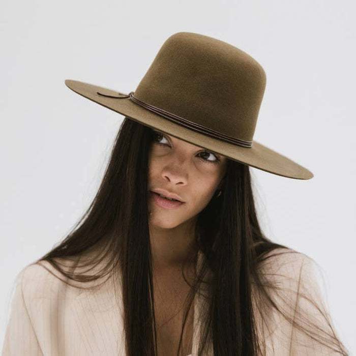 Rue Open Crown Hat - Olive