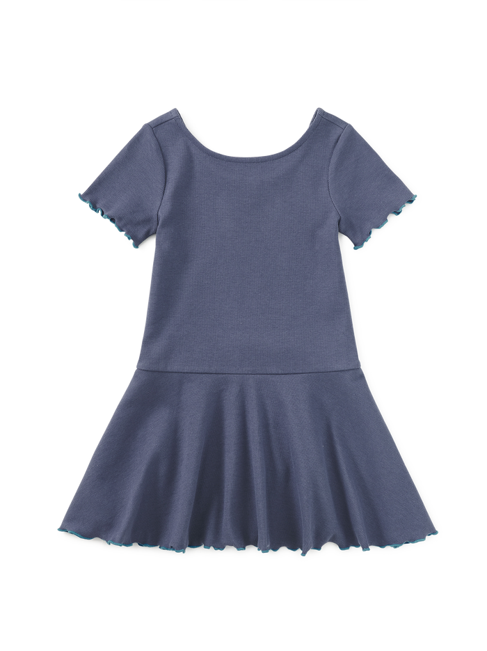 Ruffle Skater Ribbed Dress
