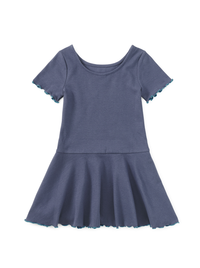 Ruffle Skater Ribbed Dress