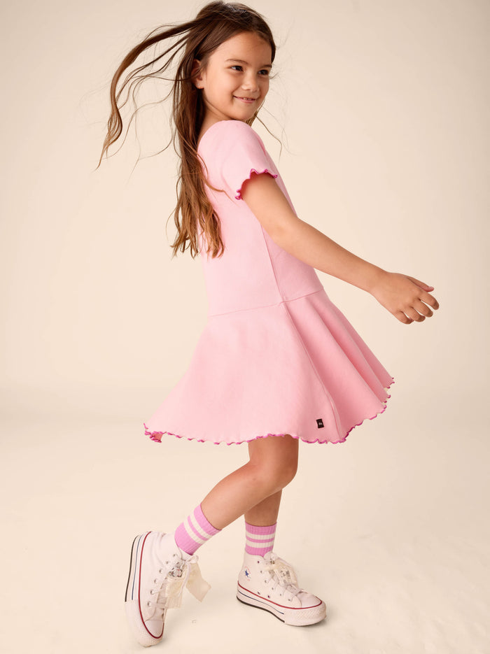 Ruffle Skater Ribbed Dress