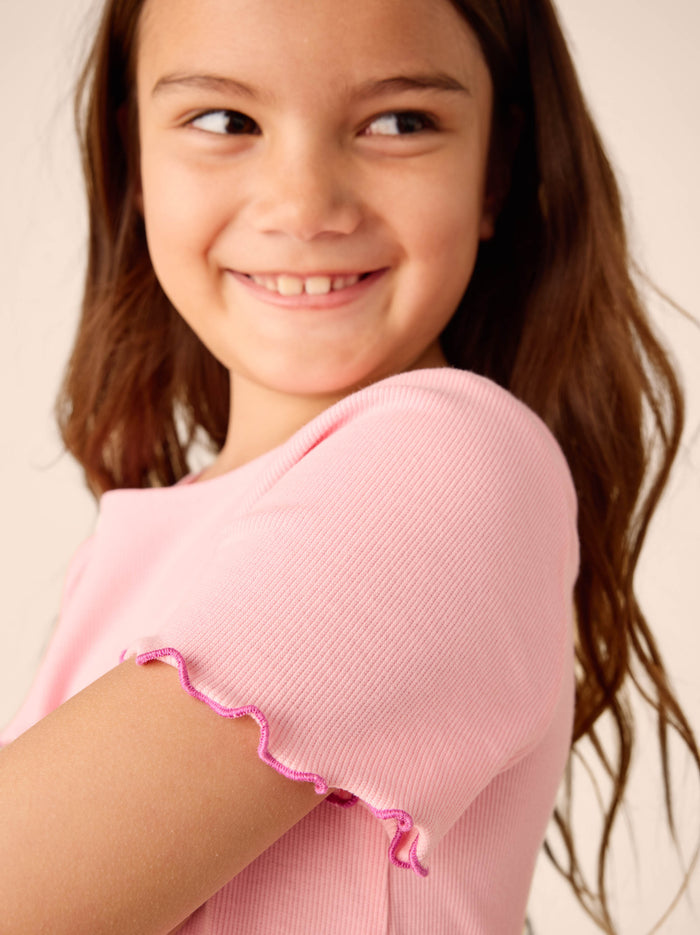Ruffle Skater Ribbed Dress