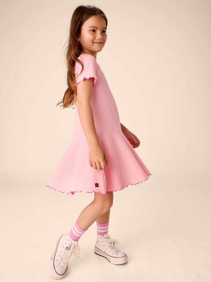 Ruffle Skater Ribbed Dress