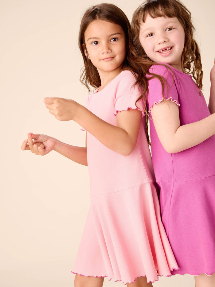 Ruffle Skater Ribbed Dress
