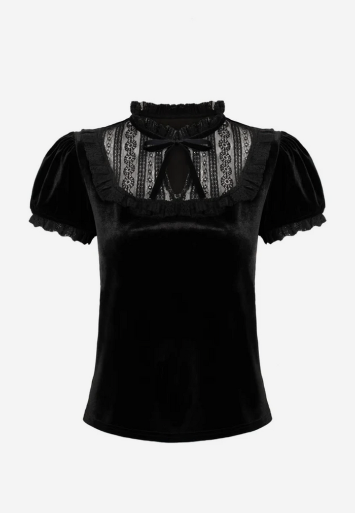 Samt-Top Mouming, Schwarz, Plus Size