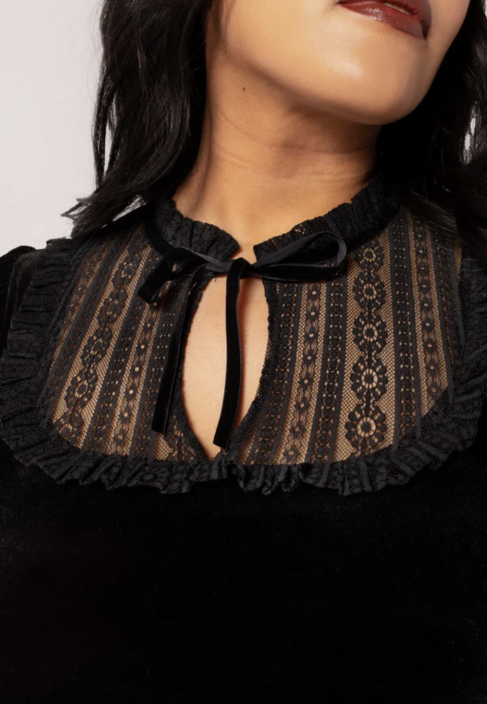 Samt-Top Mouming, Schwarz, Plus Size