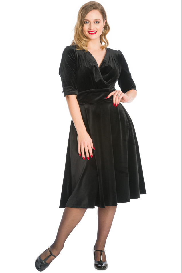Samtkleid Date Night, Schwarz, Plus Size