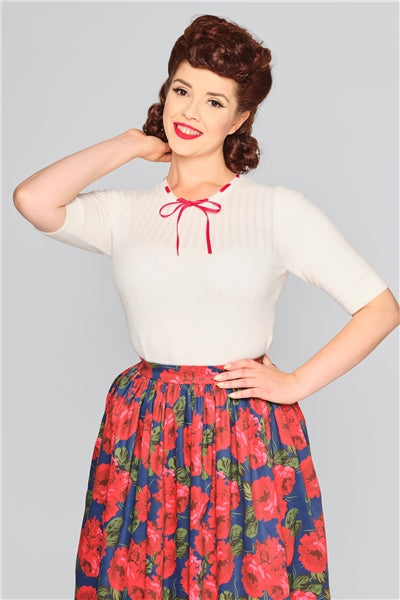 Sandrine Pointelle Knitted Top, Weiß, Plus Size