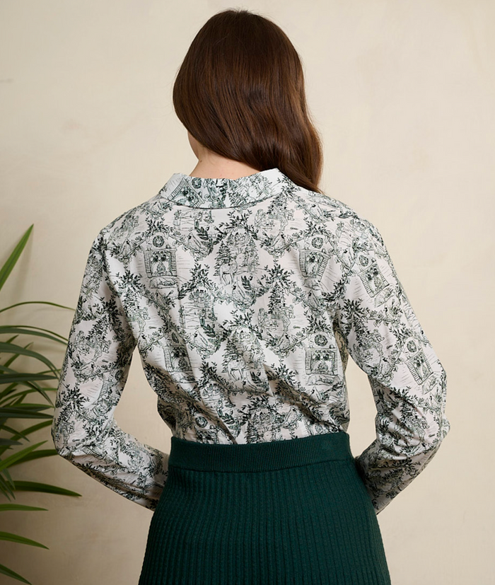 Schluppenbluse Cherry Winter Holiday, Weiß,Plus Size