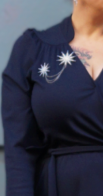 Schmeichelhaftes Wickelkleid 40´s Leaf, Navy