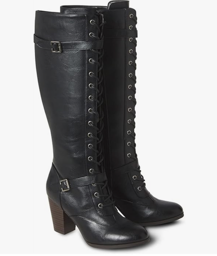 Schürstiefel Brooklyn Lace Up, Kunstleder, Schwarz