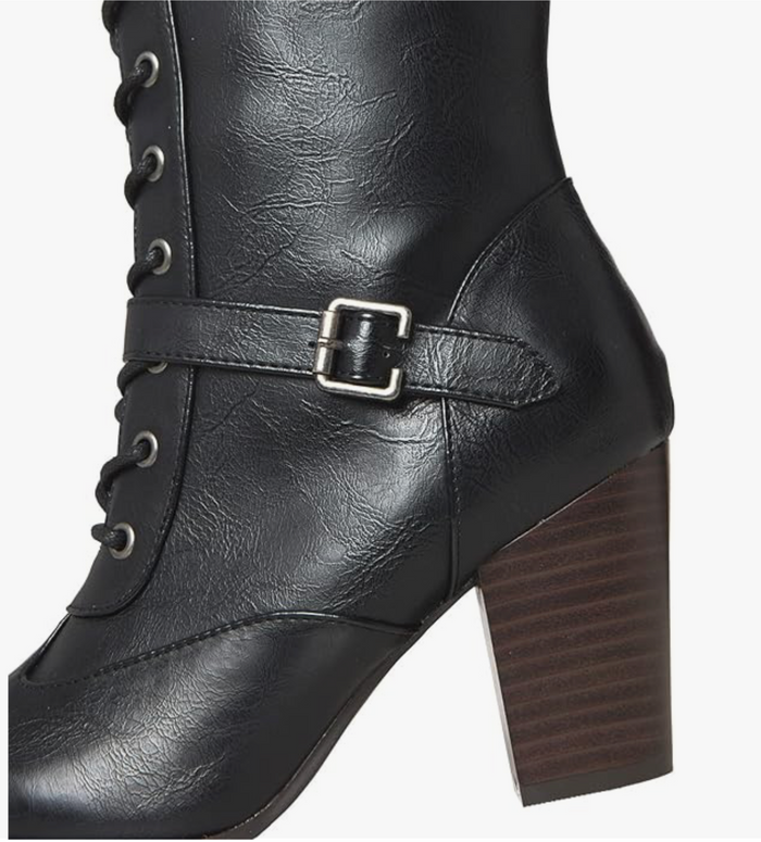 Schürstiefel Brooklyn Lace Up, Kunstleder, Schwarz