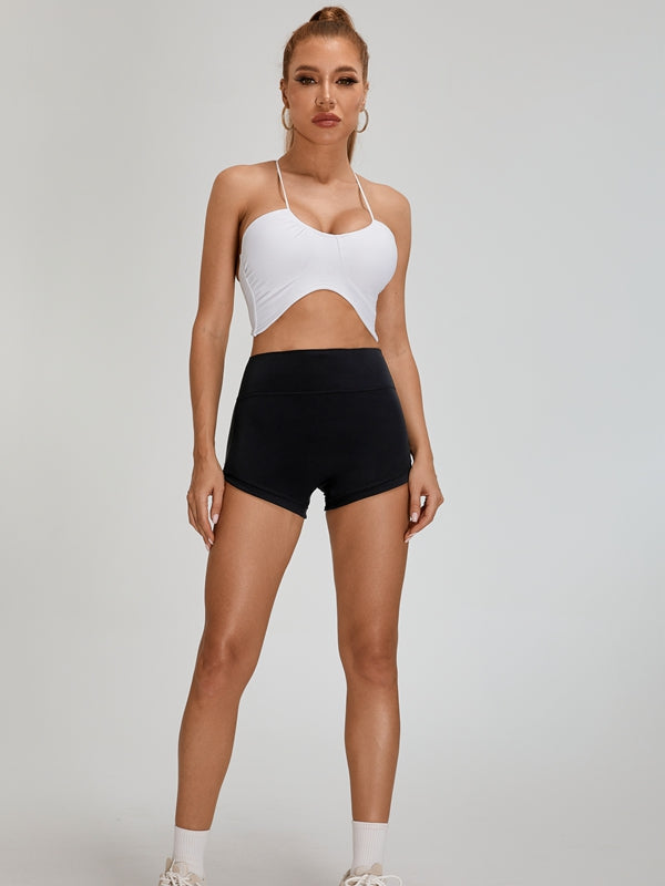 Scrunch Bum Halter Folds Pleated Backless Short Tracksuit