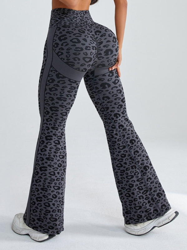 Seamless Leopard Print Flare Booty Leggings