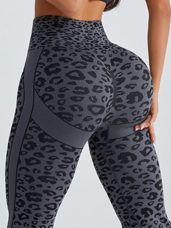 Seamless Leopard Print Flare Booty Leggings