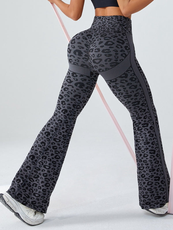 Seamless Leopard Print Flare Booty Leggings