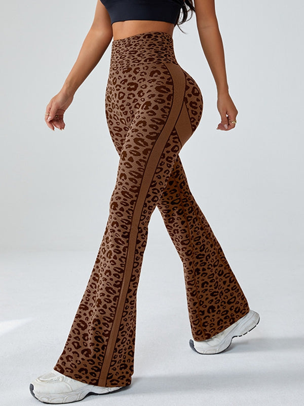 Seamless Leopard Print Flare Booty Leggings