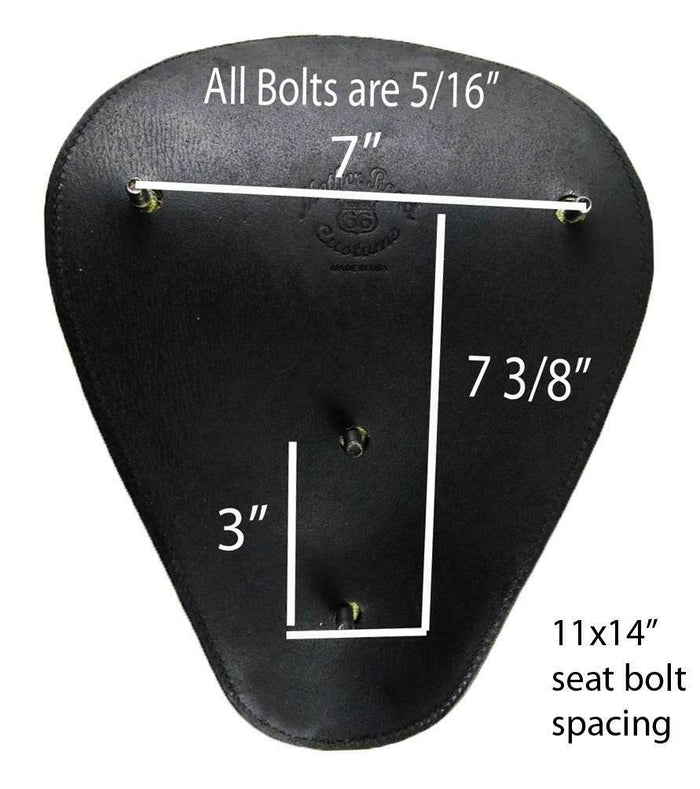 Seat Sportster Harley Chopper Spring Solo 11x14" Black Dist Leather Honda MRC - Mother Road Customs