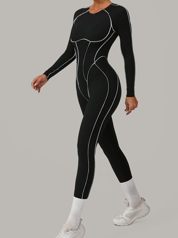 Sexy Backless Contrast Color Stripes Jumpsuit
