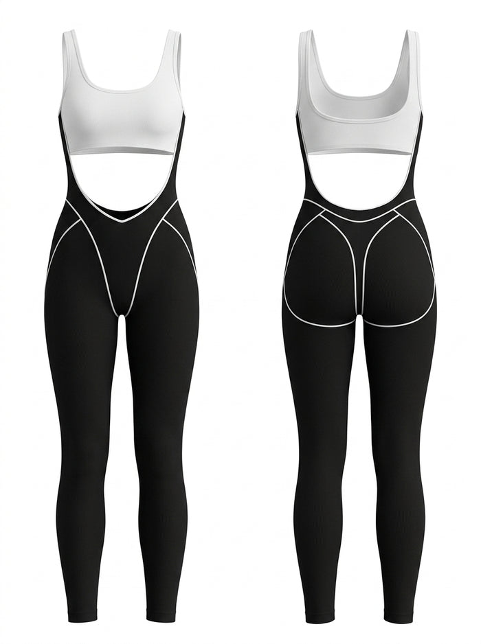 Sexy Contrast Color Unique Cutout Booty Jumpsuit