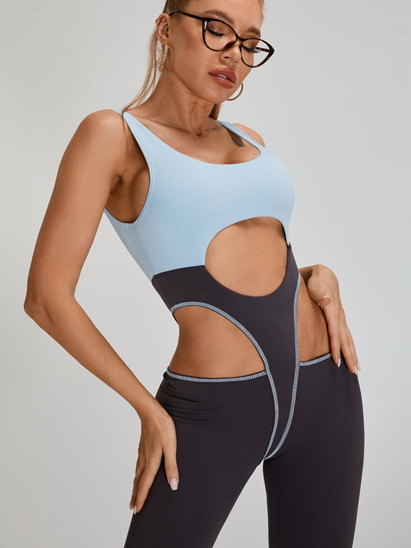 Sexy Contrast Color Unique Cutout Jumpsuit