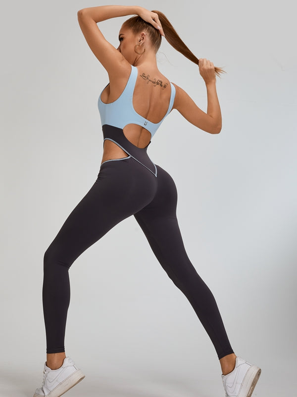 Sexy Contrast Color Unique Cutout Jumpsuit
