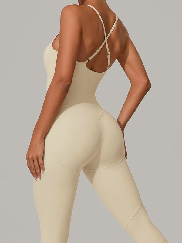 Sexy Cross Back Push-Up Jumpsuit