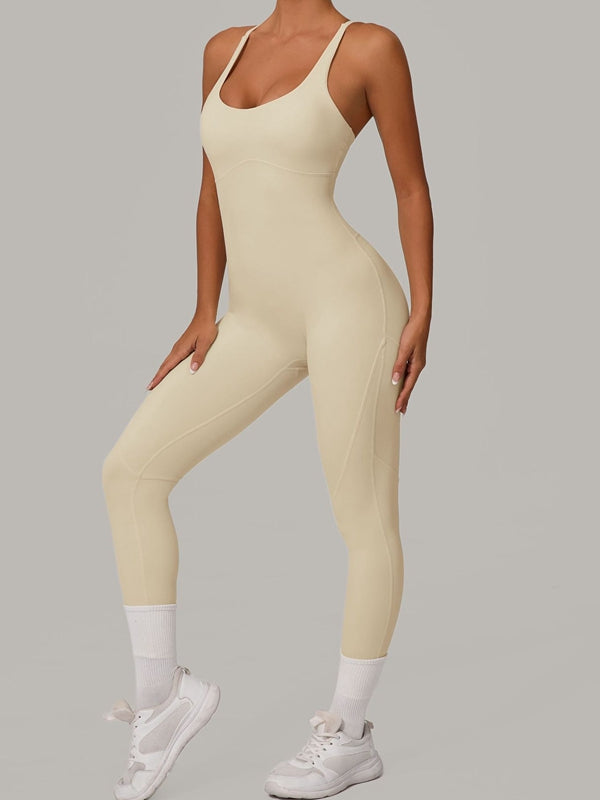 Sexy Cross Back Push-Up Jumpsuit