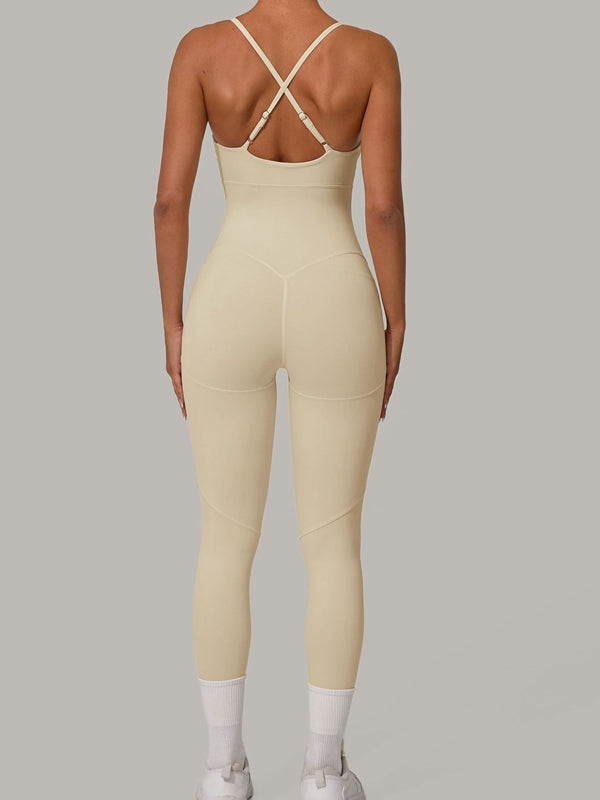 Sexy Cross Back Push-Up Jumpsuit